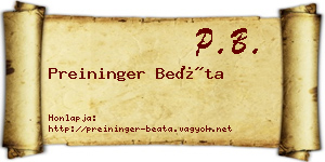 Preininger Beáta névjegykártya