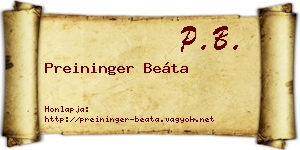 Preininger Beáta névjegykártya