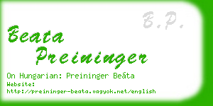 beata preininger business card